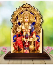 Car Dashboard/Table Top Lord Hanuman Wooden Temple Photo Stand  3x4 Inches, Compact & Stylish Spiritual Display For Car, Home & Office (Pack Of 1) (F22685)