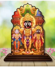 Car Dashboard/Table Top Lord Jagannath Wooden Temple Photo Stand  3x4 Inches, Compact & Stylish Spiritual Display For Car, Home & Office (Pack Of 1) (F22688)