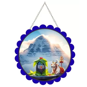 Shiva Lingam Wall Hanging Photo Frame | 8 Inch Round Floral Design With Golden Hanging Chain | Decorative Religious Wall Decor For Home, Office, Temple & Pooja Room (F22716) Shiva Lingam Wall Hanging Photo Frame | 8 Inch Round Floral Design With Golden Hanging Chain | Decorative Religious Wall Decor For Home, Office, Temple & Pooja Room (F22716)