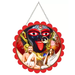 Kali Maa With Ramakrishna Paramahamsa And Sarada Devi Wall Hanging Photo Frame | 8 Inch Round Floral Design With Golden Hanging Chain | Decorative Religious Wall Decor For Home, Office, Temple & Pooja Room (F22737) Kali Maa With Ramakrishna Paramahamsa And Sarada Devi Wall Hanging Photo Frame | 8 Inch Round Floral Design With Golden Hanging Chain | Decorative Religious Wall Decor For Home, Office, Temple & Pooja Room (F22737)