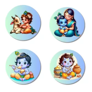 Lakshmi, Saraswati, Kalaratri, And Kali. Fridge Magnets Ã¢â‚¬â€œ 4 Piece Set | 3 Inch Round Wall Fridge Decor (F22751)