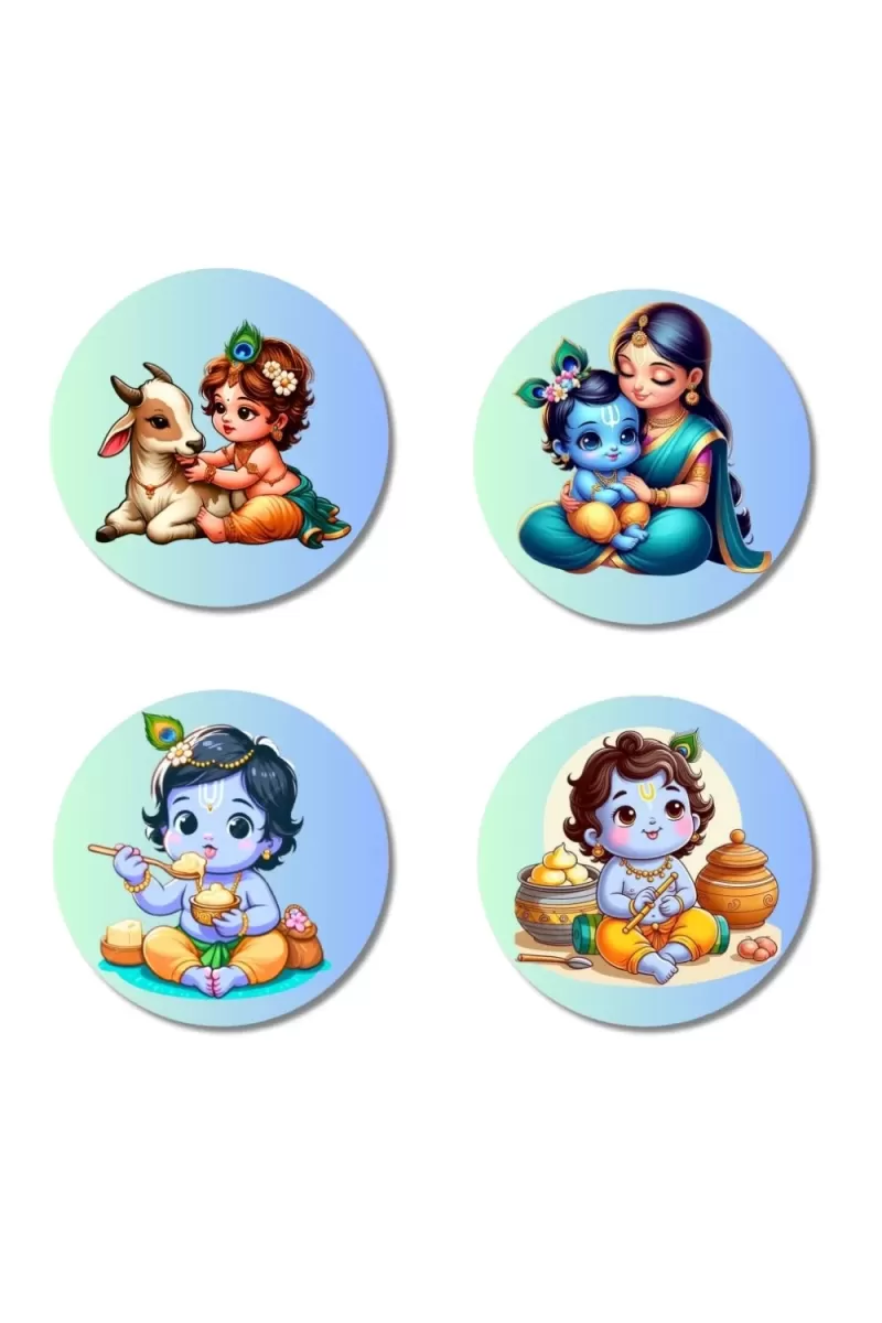 Lakshmi, Saraswati, Kalaratri, And Kali. Fridge Magnets Ã¢â‚¬â€œ 4 Piece Set | 3 Inch Round Wall Fridge Decor (F22751)