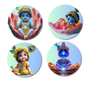 Krishna Fridge Magnets – 4 Piece Set | 3 Inch Round Wall Fridge Decor (F22766) Krishna Fridge Magnets – 4 Piece Set | 3 Inch Round Wall Fridge Decor (F22766)