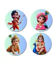 Rama, Radha, Krishna, And Kartikeya. Fridge Magnets – 4 Piece Set | 3 Inch Round Wall Fridge Decor (F22768) Rama, Radha, Krishna, And Kartikeya. Fridge Magnets – 4 Piece Set | 3 Inch Round Wall Fridge Decor (F22768)