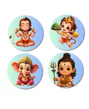 Hanuman, Ganesha, And Shiva Fridge Magnets – 4 Piece Set | 3 Inch Round Wall Fridge Decor (F22752) Hanuman, Ganesha, And Shiva Fridge Magnets – 4 Piece Set | 3 Inch Round Wall Fridge Decor (F22752)