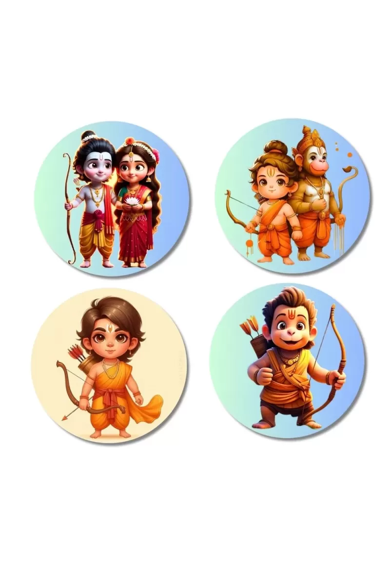Krishna, Radha, And Ganesha. Fridge Magnets Ã¢â‚¬â€œ 4 Piece Set | 3 Inch Round Wall Fridge Decor (F22755)