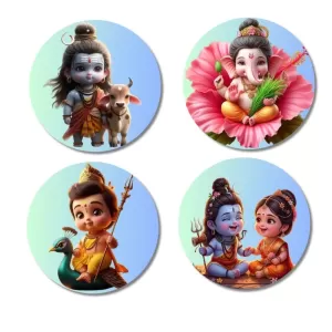 Shiva, Ganesha, Kartikeya, And Parvati. Fridge Magnets – 4 Piece Set | 3 Inch Round Wall Fridge Decor (F22756) Shiva, Ganesha, Kartikeya, And Parvati. Fridge Magnets – 4 Piece Set | 3 Inch Round Wall Fridge Decor (F22756)