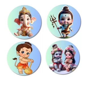Ganesha, Shiva, Hanuman, And Krishna. Fridge Magnets – 4 Piece Set | 3 Inch Round Wall Fridge Decor (F22757) Ganesha, Shiva, Hanuman, And Krishna. Fridge Magnets – 4 Piece Set | 3 Inch Round Wall Fridge Decor (F22757)
