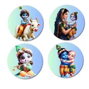 Krishna, Yashoda, And Radha. Fridge Magnets – 4 Piece Set | 3 Inch Round Wall Fridge Decor (F22758) Krishna, Yashoda, And Radha. Fridge Magnets – 4 Piece Set | 3 Inch Round Wall Fridge Decor (F22758)