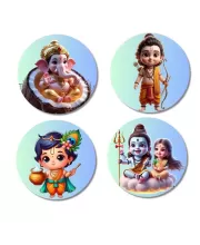 ShivaParvati,Ganesha,ram Fridge Magnets Ã¢â‚¬â€œ 4 Piece Set | 3 Inch Round Wall Fridge Decor (F22774)