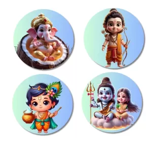 ShivaParvati,Ganesha,ram Fridge Magnets – 4 Piece Set | 3 Inch Round Wall Fridge Decor (F22774) ShivaParvati,Ganesha,ram Fridge Magnets – 4 Piece Set | 3 Inch Round Wall Fridge Decor (F22774)