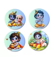 Krishna Fridge Magnets Ã¢â‚¬â€œ 4 Piece Set | 3 Inch Round Wall Fridge Decor (F22787)