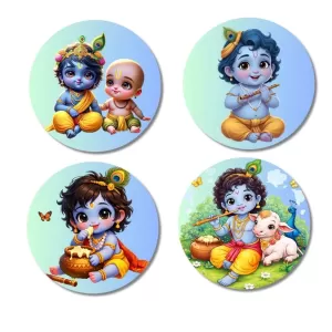 Krishna Fridge Magnets – 4 Piece Set | 3 Inch Round Wall Fridge Decor (F22787) Krishna Fridge Magnets – 4 Piece Set | 3 Inch Round Wall Fridge Decor (F22787)