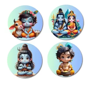 Durga, Ganesha, Rama, And Vishnu. Fridge Magnets – 4 Piece Set | 3 Inch Round Wall Fridge Decor (F22789) Durga, Ganesha, Rama, And Vishnu. Fridge Magnets – 4 Piece Set | 3 Inch Round Wall Fridge Decor (F22789)