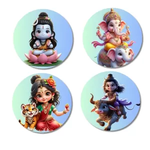 Shiva, Ganesha, Durga, And Yama. Fridge Magnets – 4 Piece Set | 3 Inch Round Wall Fridge Decor (F22793) Shiva, Ganesha, Durga, And Yama. Fridge Magnets – 4 Piece Set | 3 Inch Round Wall Fridge Decor (F22793)