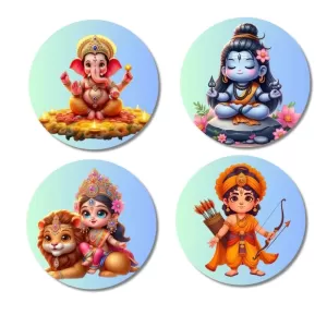 Shiva, Ganesha, Krishna, And Kartikeya. Fridge Magnets – 4 Piece Set | 3 Inch Round Wall Fridge Decor (F22794) Shiva, Ganesha, Krishna, And Kartikeya. Fridge Magnets – 4 Piece Set | 3 Inch Round Wall Fridge Decor (F22794)