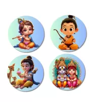 Krishna, Shiva, Parvati, Durga, Ganesha, Rama, And Sita. Fridge Magnets Ã¢â‚¬â€œ 4 Piece Set | 3 Inch Round Wall Fridge Decor (F22799)