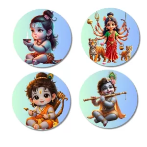 Shiva, Durga, Rama, And Krishna. Fridge Magnets – 4 Piece Set | 3 Inch Round Wall Fridge Decor (F22800) Shiva, Durga, Rama, And Krishna. Fridge Magnets – 4 Piece Set | 3 Inch Round Wall Fridge Decor (F22800)