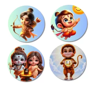 Rama, Hanuman, Shiva, And Parvati. Fridge Magnets – 4 Piece Set | 3 Inch Round Wall Fridge Decor (F22806) Rama, Hanuman, Shiva, And Parvati. Fridge Magnets – 4 Piece Set | 3 Inch Round Wall Fridge Decor (F22806)