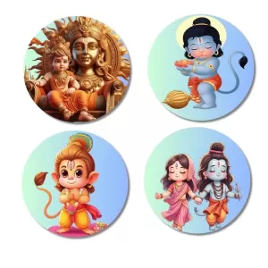 Shiva, Krishna, Hanuman, Rama, And Sita. Fridge Magnets – 4 Piece Set | 3 Inch Round Wall Fridge Decor (F22818) Shiva, Krishna, Hanuman, Rama, And Sita. Fridge Magnets – 4 Piece Set | 3 Inch Round Wall Fridge Decor (F22818)