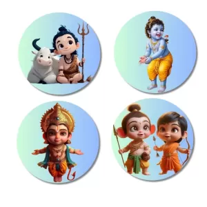 Shiva, Krishna, Hanuman, Rama, And Lakshmana. Fridge Magnets – 4 Piece Set | 3 Inch Round Wall Fridge Decor (F22824) Shiva, Krishna, Hanuman, Rama, And Lakshmana. Fridge Magnets – 4 Piece Set | 3 Inch Round Wall Fridge Decor (F22824)