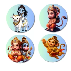 Shiva, Hanuman, And Rama. Fridge Magnets – 4 Piece Set | 3 Inch Round Wall Fridge Decor (F22825) Shiva, Hanuman, And Rama. Fridge Magnets – 4 Piece Set | 3 Inch Round Wall Fridge Decor (F22825)