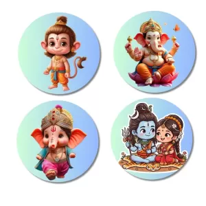 Hanuman, Ganesha, Shiva, And Parvati. Fridge Magnets – 4 Piece Set | 3 Inch Round Wall Fridge Decor (F22828) Hanuman, Ganesha, Shiva, And Parvati. Fridge Magnets – 4 Piece Set | 3 Inch Round Wall Fridge Decor (F22828)