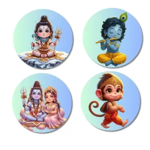 Hanuman, Ganesha, Shiva, And Parvati. Fridge Magnets – 4 Piece Set | 3 Inch Round Wall Fridge Decor (F22829) Hanuman, Ganesha, Shiva, And Parvati. Fridge Magnets – 4 Piece Set | 3 Inch Round Wall Fridge Decor (F22829)