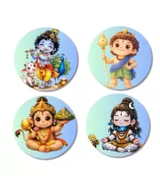 Hanuman, Ganesha, Shiva, And Krishna Fridge Magnets Ã¢â‚¬â€œ 4 Piece Set | 3 Inch Round Wall Fridge Decor (F22830)