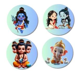 Shiva, Rama, Sita, Brahma, And Ganesha. Fridge Magnets – 4 Piece Set | 3 Inch Round Wall Fridge Decor (F22849) Shiva, Rama, Sita, Brahma, And Ganesha. Fridge Magnets – 4 Piece Set | 3 Inch Round Wall Fridge Decor (F22849)