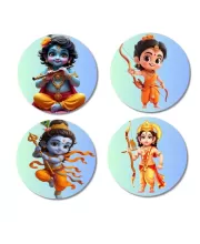 Krishna Rama Fridge Magnets Ã¢â‚¬â€œ 4 Piece Set | 3 Inch Round Wall Fridge Decor (F22838)