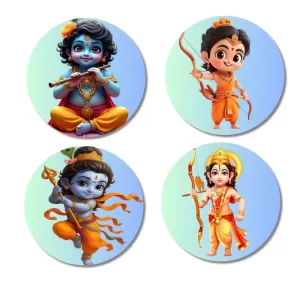 Krishna Rama Fridge Magnets – 4 Piece Set | 3 Inch Round Wall Fridge Decor (F22838) Krishna Rama Fridge Magnets – 4 Piece Set | 3 Inch Round Wall Fridge Decor (F22838)