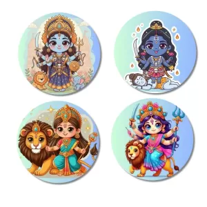 Durga And Kali. Fridge Magnets – 4 Piece Set | 3 Inch Round Wall Fridge Decor (F22844) Durga And Kali. Fridge Magnets – 4 Piece Set | 3 Inch Round Wall Fridge Decor (F22844)