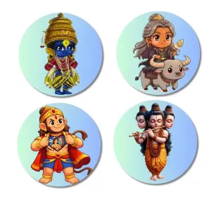 Vitthal, Yama, Hanuman, And Dattatreya. Fridge Magnets – 4 Piece Set | 3 Inch Round Wall Fridge Decor (F22847) Vitthal, Yama, Hanuman, And Dattatreya. Fridge Magnets – 4 Piece Set | 3 Inch Round Wall Fridge Decor (F22847)