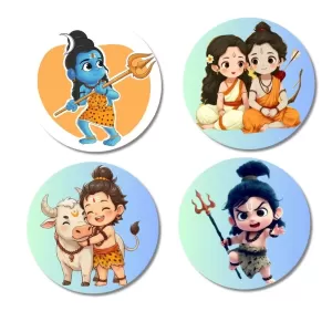 Shiva, Rama, Sita, And Nandi. Fridge Magnets – 4 Piece Set | 3 Inch Round Wall Fridge Decor (F22848) Shiva, Rama, Sita, And Nandi. Fridge Magnets – 4 Piece Set | 3 Inch Round Wall Fridge Decor (F22848)