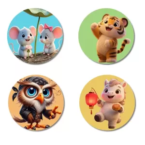 Mice, Tiger, Owl, And Piglet. Fridge Magnets – 4 Piece Set | 3 Inch Round Wall Fridge Decor (F22864) Mice, Tiger, Owl, And Piglet. Fridge Magnets – 4 Piece Set | 3 Inch Round Wall Fridge Decor (F22864)