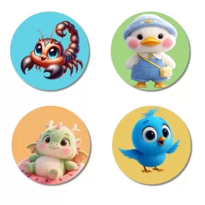 Corpion, Duck, Dragon, And Bluebird. Fridge Magnets – 4 Piece Set | 3 Inch Round Wall Fridge Decor (F22866) Corpion, Duck, Dragon, And Bluebird. Fridge Magnets – 4 Piece Set | 3 Inch Round Wall Fridge Decor (F22866)