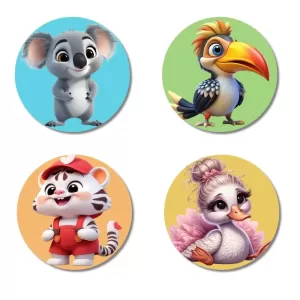 Koala, Toucan, Tiger, And Swan. Fridge Magnets – 4 Piece Set | 3 Inch Round Wall Fridge Decor (F22870) Koala, Toucan, Tiger, And Swan. Fridge Magnets – 4 Piece Set | 3 Inch Round Wall Fridge Decor (F22870)