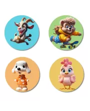 Zebra, Tiger, Lion, And Panda. Fridge Magnets Ã¢â‚¬â€œ 4 Piece Set | 3 Inch Round Wall Fridge Decor (F22854)
