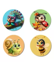 Cat, Squirrel, Koala, And Giraffe. Fridge Magnets Ã¢â‚¬â€œ 4 Piece Set | 3 Inch Round Wall Fridge Decor (F22859)