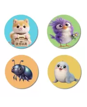 Seal, Zebra, Lion, And Shark. Fridge Magnets Ã¢â‚¬â€œ 4 Piece Set | 3 Inch Round Wall Fridge Decor (F22872)