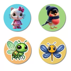 Cat, Bird, Firefly, And Dragonfly. Fridge Magnets – 4 Piece Set | 3 Inch Round Wall Fridge Decor (F22881) Cat, Bird, Firefly, And Dragonfly. Fridge Magnets – 4 Piece Set | 3 Inch Round Wall Fridge Decor (F22881)