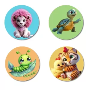 Tiger, Turtle, Giraffe, And Cow Fridge Magnets – 4 Piece Set | 3 Inch Round Wall Fridge Decor (F22895) Tiger, Turtle, Giraffe, And Cow Fridge Magnets – 4 Piece Set | 3 Inch Round Wall Fridge Decor (F22895)