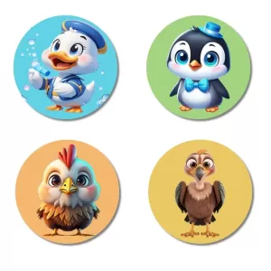 Sparrow, Owl, Woodpecker, And Eagle Fridge Magnets – 4 Piece Set | 3 Inch Round Wall Fridge Decor (F22896) Sparrow, Owl, Woodpecker, And Eagle Fridge Magnets – 4 Piece Set | 3 Inch Round Wall Fridge Decor (F22896)