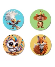 Eagle, Pig, Owl, And Fox Fridge Magnets Ã¢â‚¬â€œ 4 Piece Set | 3 Inch Round Wall Fridge Decor (F22899)