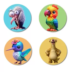 Swan, Parrot, Hummingbird, And Meerkat. Fridge Magnets – 4 Piece Set | 3 Inch Round Wall Fridge Decor (F22905) Swan, Parrot, Hummingbird, And Meerkat. Fridge Magnets – 4 Piece Set | 3 Inch Round Wall Fridge Decor (F22905)