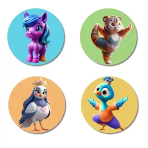 Pony, Bear, Sparrow, And Peacock Fridge Magnets – 4 Piece Set | 3 Inch Round Wall Fridge Decor (F22906) Pony, Bear, Sparrow, And Peacock Fridge Magnets – 4 Piece Set | 3 Inch Round Wall Fridge Decor (F22906)