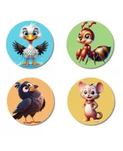 Seagull, Ant, Pigeon, And Mouse. Fridge Magnets Ã¢â‚¬â€œ 4 Piece Set | 3 Inch Round Wall Fridge Decor (F22920)