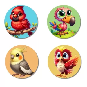 Cardinal, Parrot, Cockatiel, And Phoenix. Fridge Magnets – 4 Piece Set | 3 Inch Round Wall Fridge Decor (F22924) Cardinal, Parrot, Cockatiel, And Phoenix. Fridge Magnets – 4 Piece Set | 3 Inch Round Wall Fridge Decor (F22924)