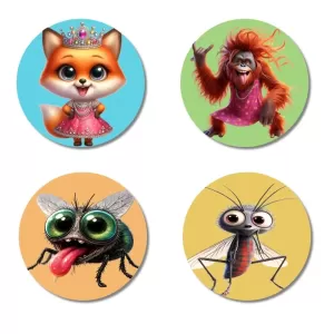 Fox, Orangutan, Housefly, And Mosquito. Fridge Magnets – 4 Piece Set | 3 Inch Round Wall Fridge Decor (F22929) Fox, Orangutan, Housefly, And Mosquito. Fridge Magnets – 4 Piece Set | 3 Inch Round Wall Fridge Decor (F22929)